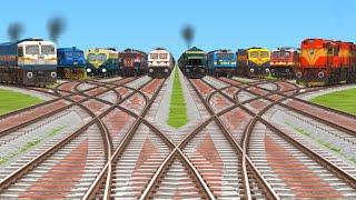 Today 11 Trains Run On Daimond Curved Animated Railroad Tracks | #railway #railfans #trainsimulator