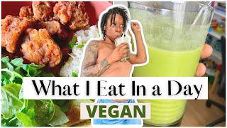 What I Eat In A Day VEGAN, Fried Mushroom, Chickpea Sandwich, Easy Green Smoothie/ LaDria LaVae