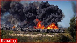 Operation by Ukrainian kamikaze drones to attack a train carrying Russian fuel tankers