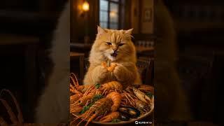 Fluffy cat having big dinner #catlovers #cats #viralcats #kitten #cutecat #cutekitty #catsworld