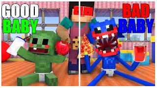 Minecraft Mobs : GOOD BABY VS BAD BABY ZOMBIE AND HUGGY Minecraft Animation