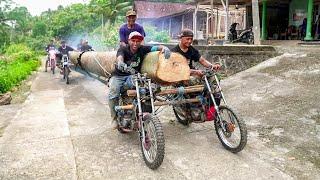 Riding Cheapest Log Transport Vehicle of Indonesia