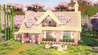 [Minecraft] How to Build a Simple Cherry Blossom House / Tutorial