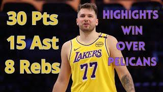 Luka Doncic 30 Pts, 15 Ast, 8 Rebs Highlights Win vs Pelicans. Assisted fort Lebron's 50.000 Pts!