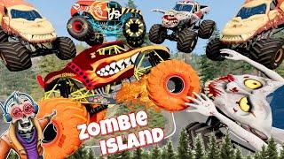 Monster Jam INSANE Racing, Freestyle, and High Speed Jumps LIVE | Zombie Island #14 | Grave Digger