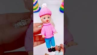 DIY How to Make polymer clay miniature Rainbow Doll Dress DIY Easy polymer clay #shorts #youtuber