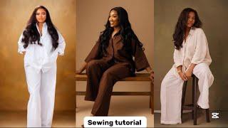 How to cut and sew the trendy oversized trouser and shirt || Oversized 2 piece with linen