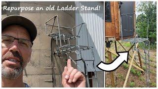 Double Ladder Stand Conversion to Deer Blind Porch Landing - No Welding Required