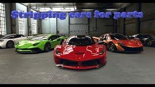 CSR Racing 2,   Info On Stripping Cars For Parts.