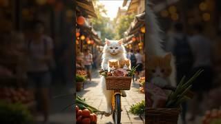 Mama Cat’s Grocery Ride with Her Kittens! 