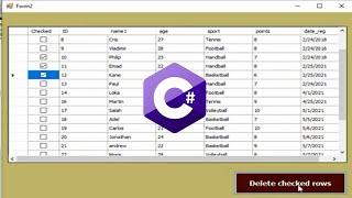 C# tutorial:  How to delete Checked data from access database using dataGridView in C#