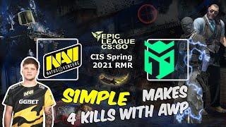 S1mple makes 4 kills with AWP, Natus Vincere vs Entropiq, EPIC League CIS 2021