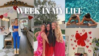 productive week in my life: hosting galentines, cooking, pool days, working out etc!!