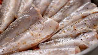 I DON'T fry FISH anymore! It's much easier and healthier! Hake in sauce in a frying pan