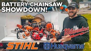 Battery Chainsaw Showdown! Stihl vs Husky vs Milwaukee