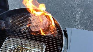 SNS 22” Kettle Using The Slow And Sear / Awesome Reverse Seared Ribeye Steak!