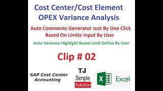 Excel-Variance Analysis-02 - OPEX : Auto Comments Generator on Variance - Urdu/Hindi