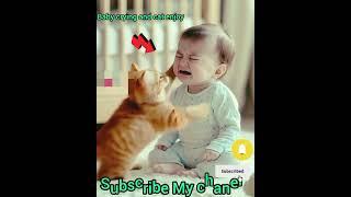 Cat love to the child baby!!short video!! velog video