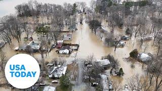 Shocking drone video shows Rives flooded after broken levee | USA TODAY