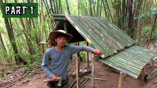 Living Off-grid- Building a Bamboo bushcraft shelter |part-1