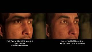 Path Tracer vs Lumen: MetaHuman Close-up - Unreal Engine 5.3