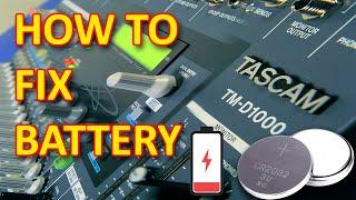 Tascam TM-D1000 / TM-D8000 battery repair replacing