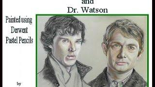 Sherlock & Dr  Watson in ''Derwent Pastel Pencils