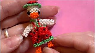 3 ч Садовый гусь мини амигуруми из бисера #beads #amigurumi #beading