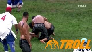 Furkan durmuş altından Fatih atlıya suplex Elmalı yağlı güreşleri