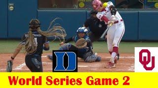 #10 Duke vs #2 Oklahoma Softball Highlights, 2024 NCAA World Series Game 2