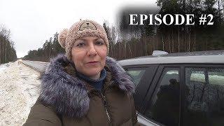 Somewhere in Russian woods! Go to Uglich city by car. Winter Russian roads as is