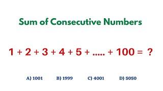 Adding Consecutive Numbers Math Trick    I   Number Series Problems