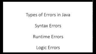 Types of Common Errors in Java programming Eclipse