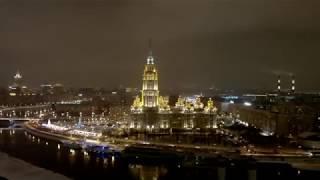 Ночная Москва Radisson Royal аэросъемка 4k