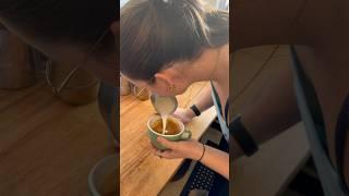 How’s the technique… #latte #barista #funny #coffeelatte #coffeeaddict #baristacoffee #latteartist
