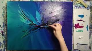 Intuitive Abstract Acrylic Painting Demo | Purple, Blue, & Green