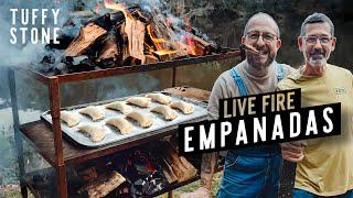 Empanadas cooked in a live fire oven