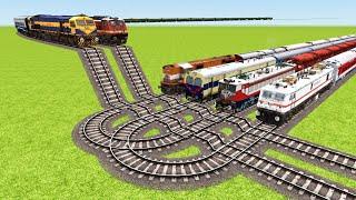 MULTIPLE TRAINS VS HIGH SPEED BREAKERS AND DOUBLE U-TURNS RAILROAD ▶️ Train Simulator | CrazyRails