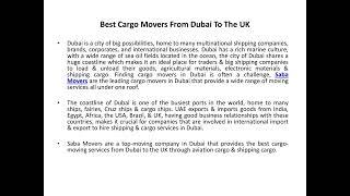 Best Cargo Movers From Dubai To The UK