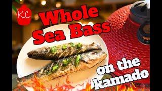 Whole Sea Bass cooked on the kamado BBQ Grill