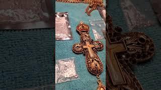 Antique Rare 24K Gold plated Cross originally made of brass and copper