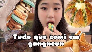 Tudo que comi na feira coreana de gangneung / macarons, pão de alho, susubukkumi, camarão,doughnut