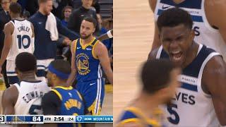 Anthony Edwards screams in Steph Curry's face and tells Warriors fans to go home