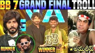 Bigg Boss 7 #Telugu #Winner #Pallavi Prashanth | BB7 Grand Finale Troll | Runner #Amardeep |