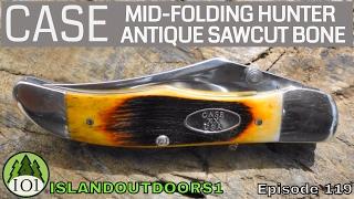 CASE MID-FOLDING HUNTER KNIFE ANTIQUE SAWCUT BONE 61265LC SS -- Episode 119