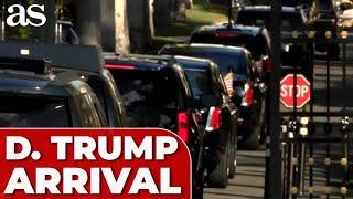 MASSIVE MOTORCADE surrounds TRUMP as he arrives at WEST PALM BEACH golf course