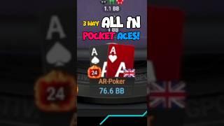 “3 Way ALL-IN with Pocket Aces!” #onlinepoker #poker #globalpoker #pokertournament #ggpoker