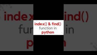 Difference between String's the find method and index method in Python #python3 #pythonforbeginners