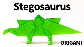 Origami Stegosaurus 2 -How to make- Animal 折り紙 ステゴザウルス 恐竜 折り方