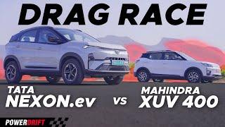 Ultimate SUV DRAG RACE: Tata Nexon EV Vs Mahindra XUV 400 | PowerDrift